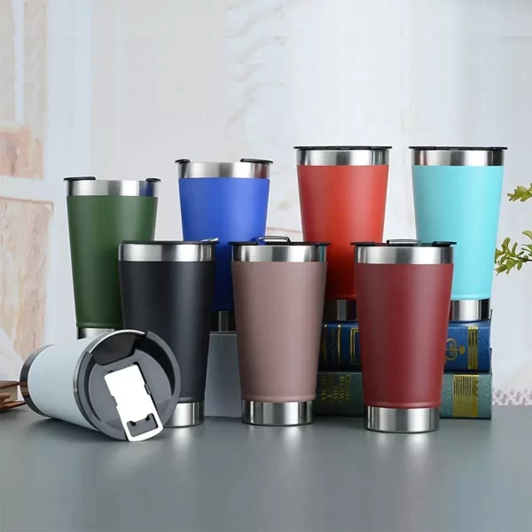 500ml Stainless Steel Thermal Beer Cup with Lid