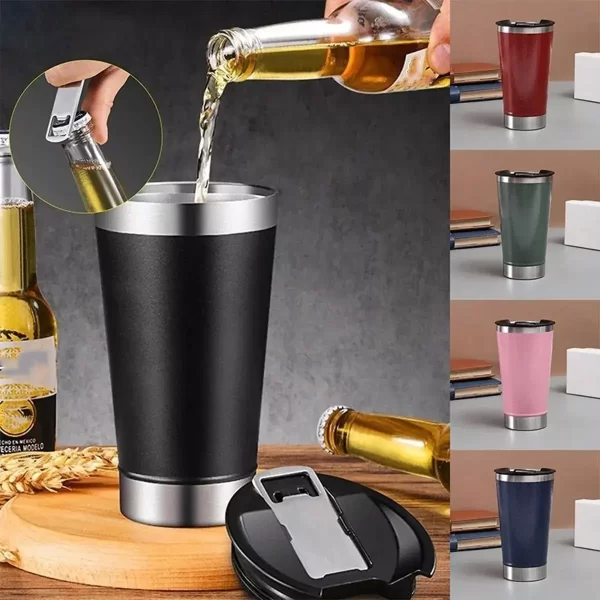 500ml Stainless Steel Thermal Beer Cup with Lid