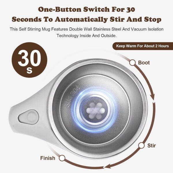 Self Stirring Mug USB Rechargeable 400ml Stainless Steel Magnetic Stirring Mug