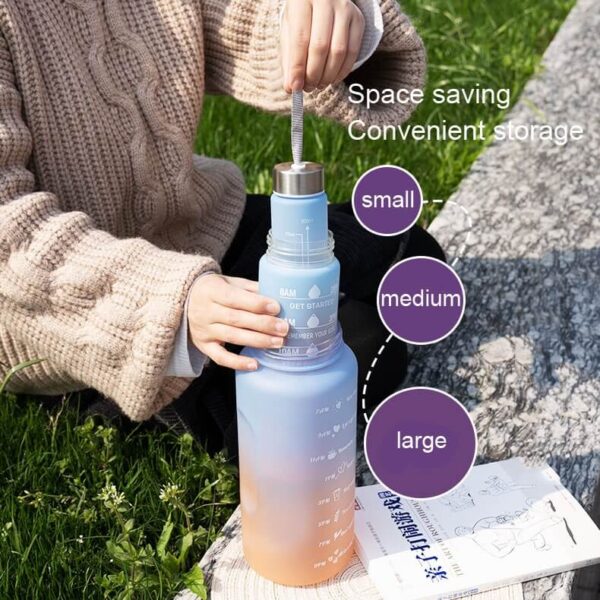 Gradient Plastic Sports Water Bottle Portable Straw Space Cup