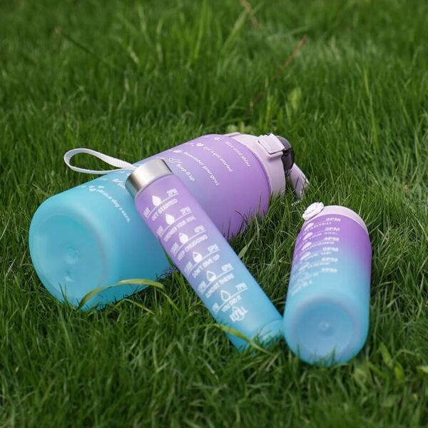 Gradient Plastic Sports Water Bottle Portable Straw Space Cup