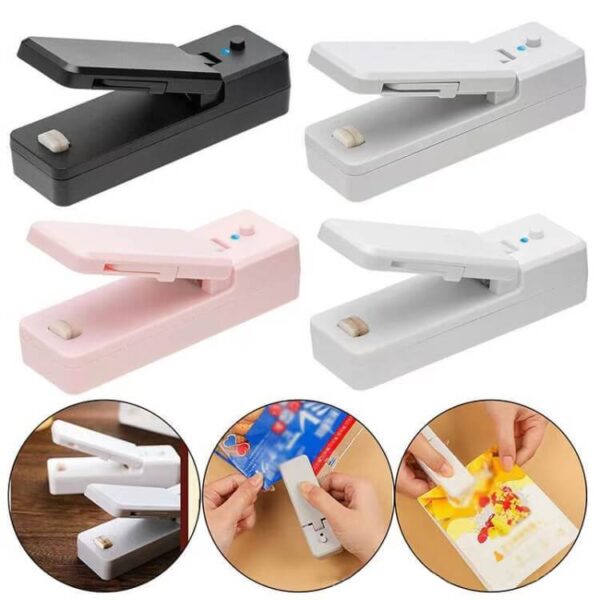 USB rechargeable magnetic mini sealing machine portable sealing clip food moisture-proof sealer (black)