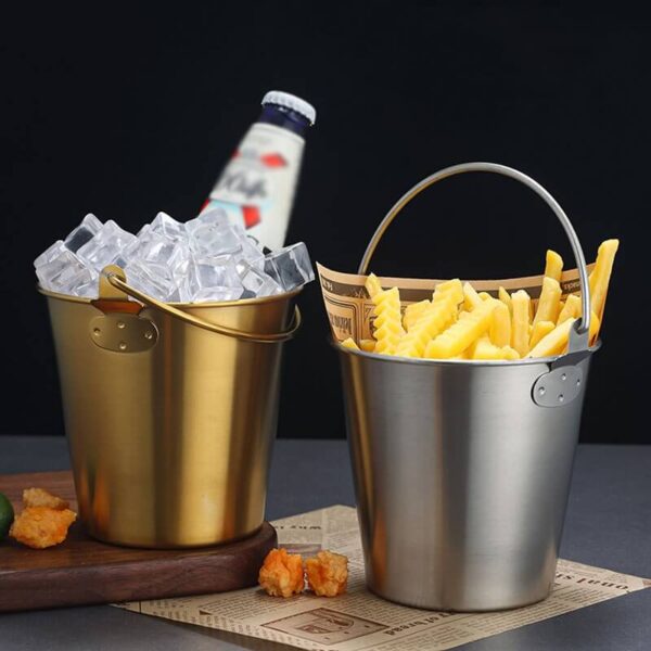 700ml 304 stainless steel portable small ice bucket, bar beer cooling bucket, French fries milk tea snack bucket