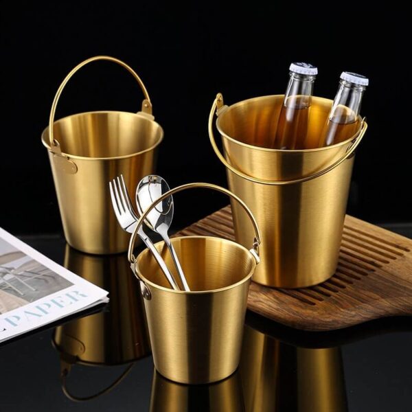 700ml 304 stainless steel portable small ice bucket, bar beer cooling bucket, French fries milk tea snack bucket