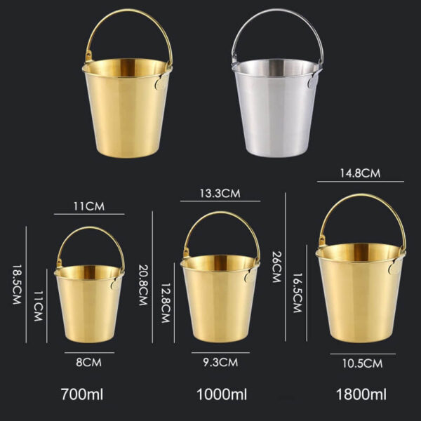 700ml 304 stainless steel portable small ice bucket, bar beer cooling bucket, French fries milk tea snack bucket